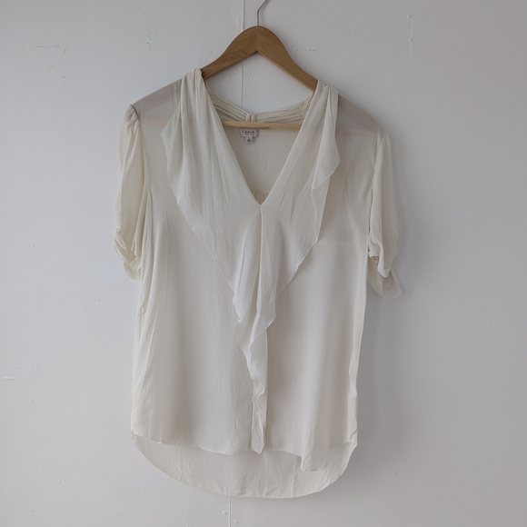 Babaton Tops - Aritzia Babaton Tinsley 100% Silk Ruffle Blouse - Cream - Size Small